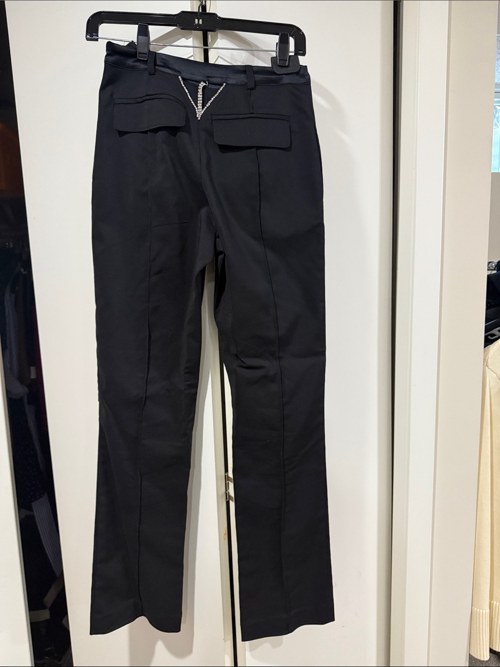 Fleur du Mal Black Straight-Leg Dress Pants with Chain Accent